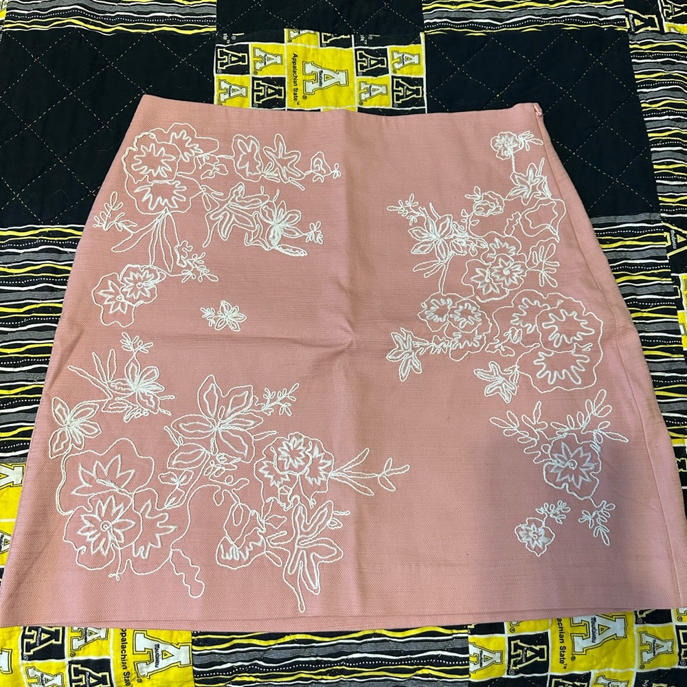 LOFT Pink Floral Mini Skirt